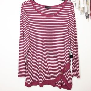 Fred David Tops - NEW striped knit tunic burgundy white 2X Fred David Tops - NEW striped knit tunic burgundy white 2X